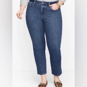 Talbots Flawless High Waist Modern Ankle Jeans in Dark Blue Denim